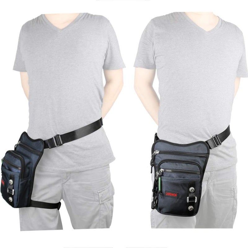 Larswon Thigh Pack, Larswon Leg Bag Thigh Pouch Bag Tactical Waist Bag Motorcycle Bag Waterproof Blue - Image 2